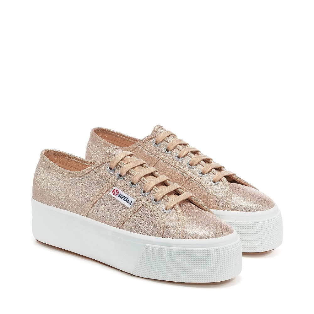 Superga 2790 Lame Red Platform Sneakers - Women's Sneakers USA | US3511485